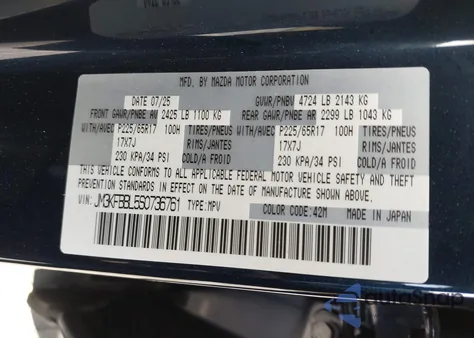 2025 Mazda Cx-5 2.5 S Select from USA, damaged, VIN JM3KFBBL5S0736761